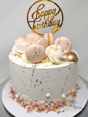 Pink Macaron Birthday Cake