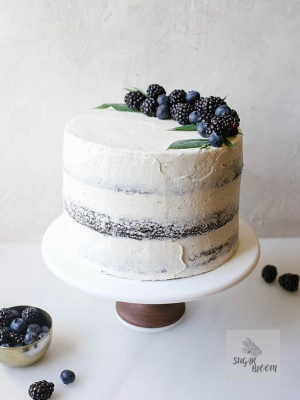 White Blueberry Birthday Cake