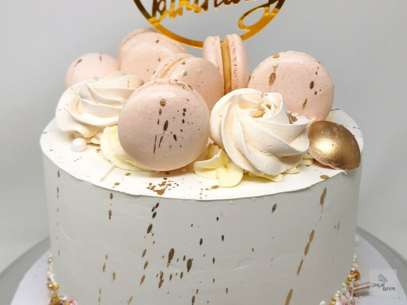 Pink Macaron Birthday Cake