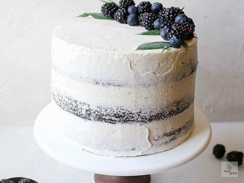 White Blueberry Birthday Cake